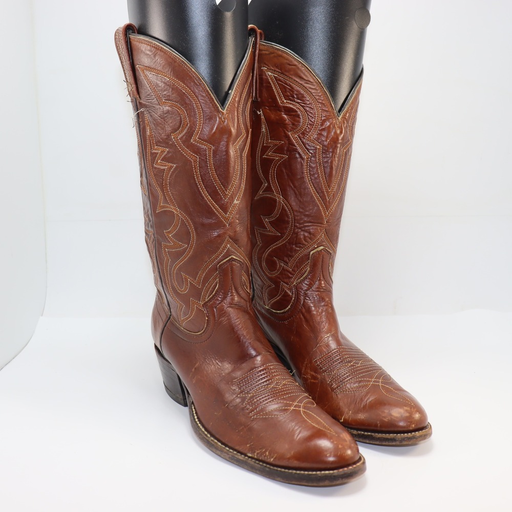 Dan Post Cowboy Boots 9.5 Brown Mens Leather Western Pointed Toe